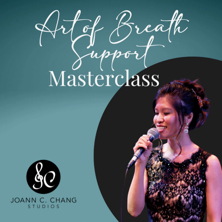 Promotional image for Art of Breath Support Masterclass by Joann C. Chang Studios.