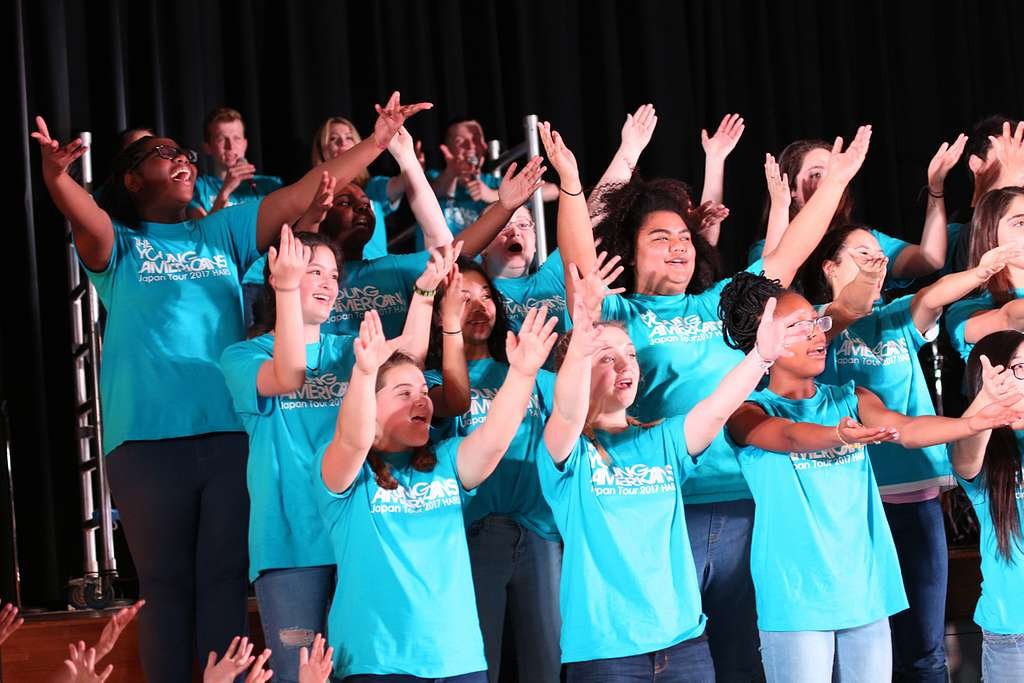 a group of students in singing class