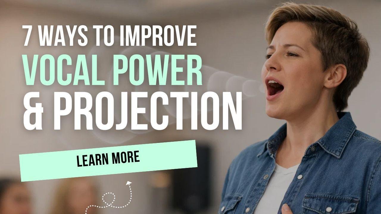 Person practicing singing to improve vocal power and projection