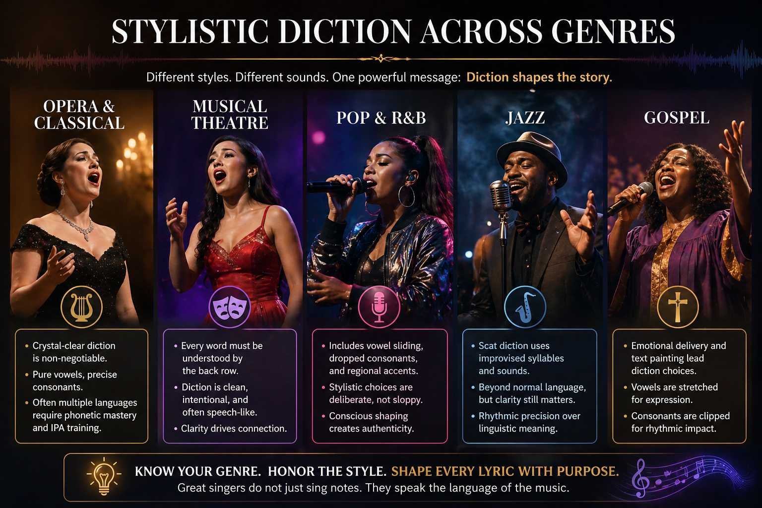 Stylistic diction across genres visuals