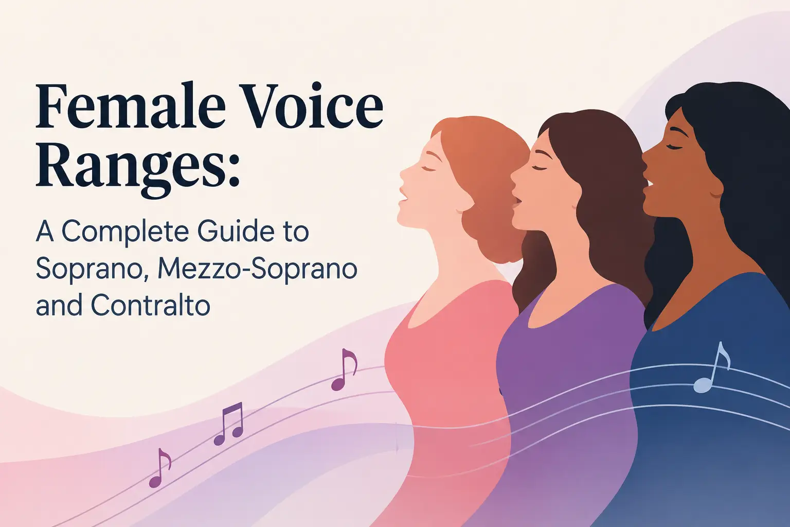 Three female singers representing vocal ranges