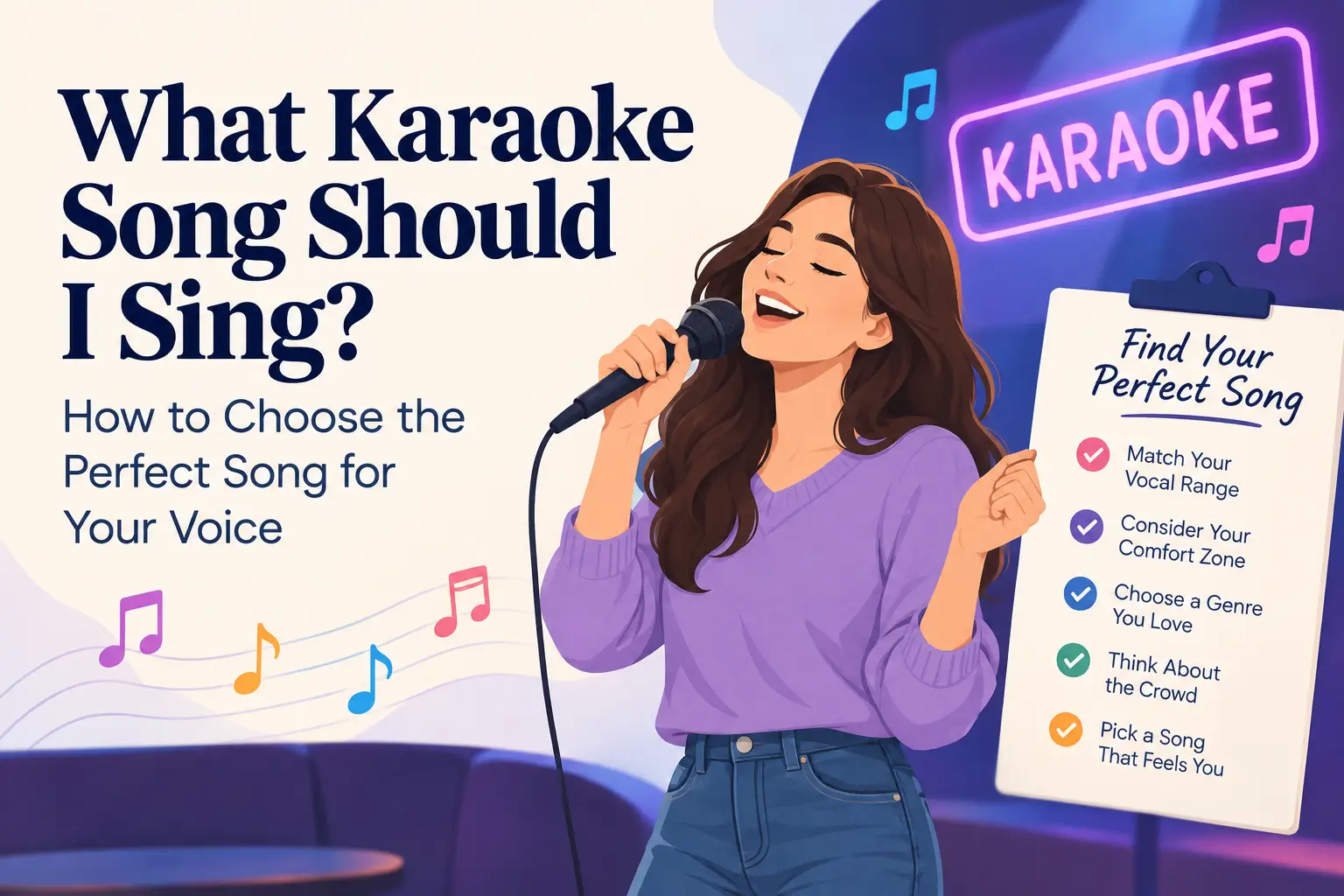 Singer choosing a karaoke song based on vocal range and style